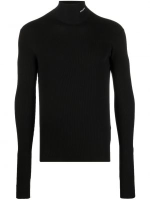 Kokvilnas slim fit džemperis Prada melns