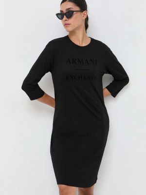 Памучна мини рокля Armani Exchange черно