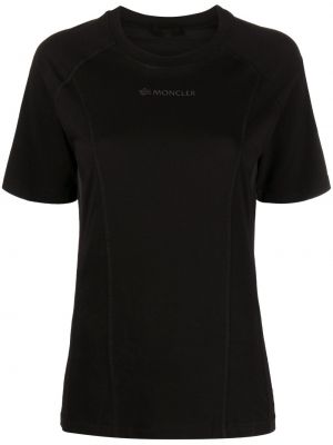 Kokvilnas t-krekls ar izšuvumiem Moncler melns
