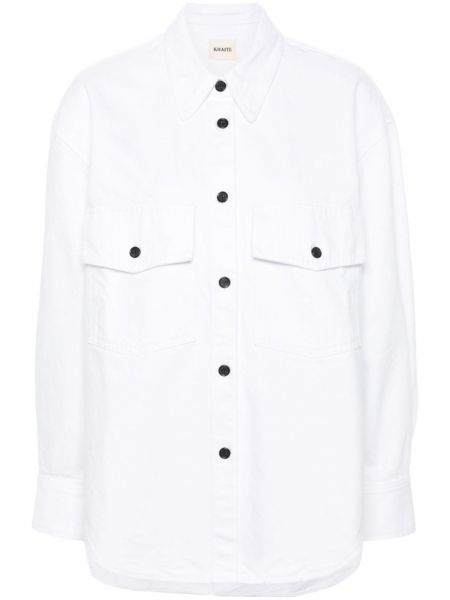 Oversized rifľová košeľa Khaite biela