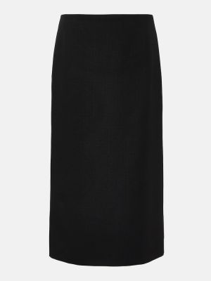 Vlnená dlhá sukňa The Row čierna