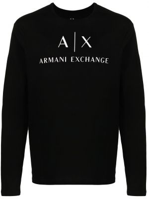 Тениска с дълъг ръкав с принт Armani Exchange черно