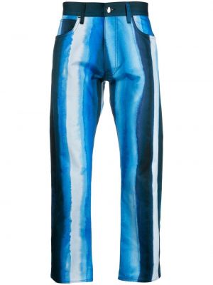 Pantaloni dritti a righe con stampa Marni blu