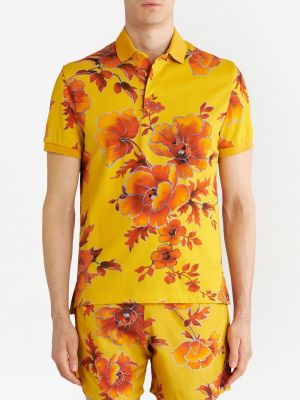 Raštuotas gėlėtas polo marškinėliai Etro geltona