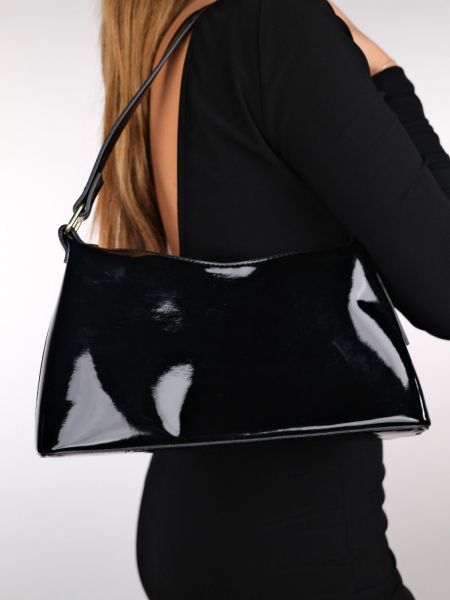 Kožna torbica od lakirane kože Luvishoes crna