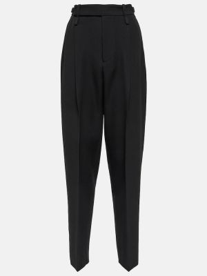 Pantaloni cu talie înaltă de lână Gucci negru