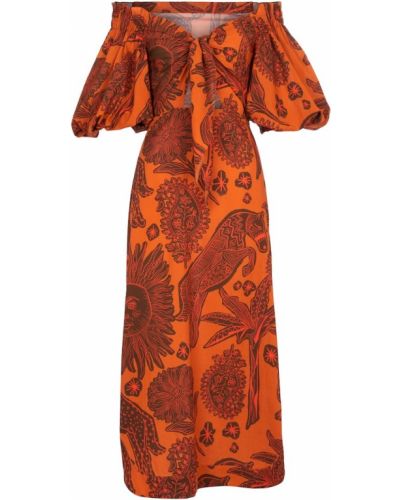 Oranžové šaty ke kolenům bavlněné Johanna Ortiz