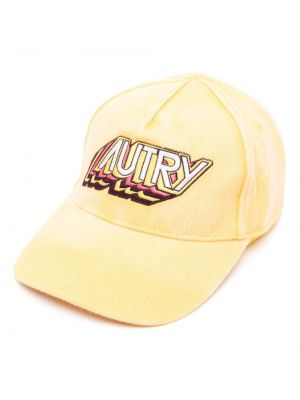 Haftowana czapka z daszkiem bawełniana Autry żółta