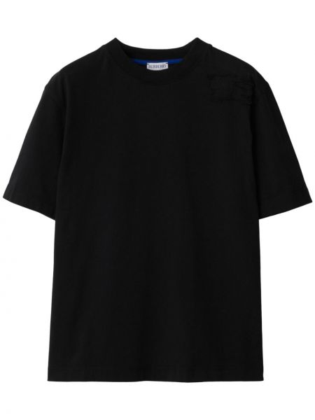 Bombažna majica z okroglim izrezom Burberry črna