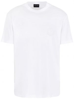 Kokvilnas t-krekls ar izšuvumiem Giorgio Armani balts