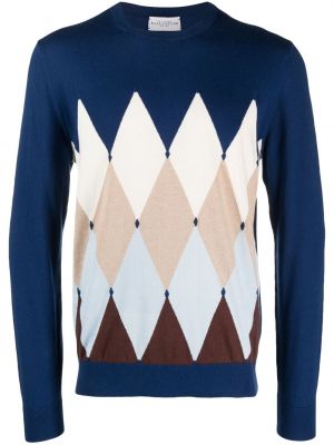 Pull en tricot à imprimé à motif géométrique Ballantyne bleu