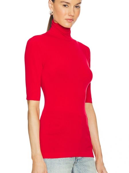 Top slim fit manga corta Norma Kamali rojo