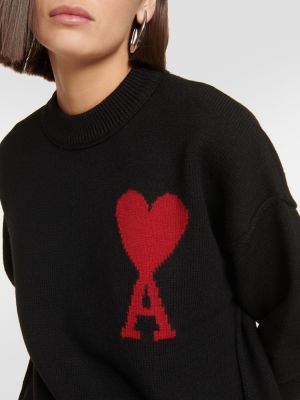 Vlněný svetr Ami Paris černý