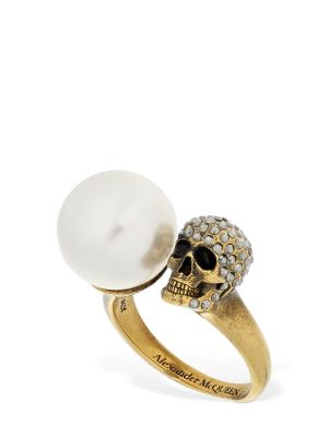 Prsten s perlami Alexander Mcqueen zlatý