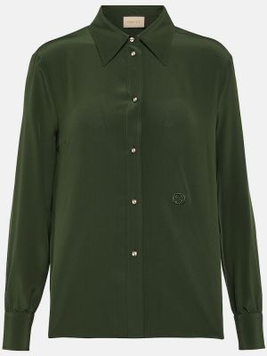 Camisa de seda de crepé Gucci verde