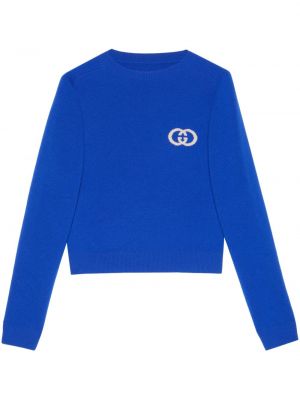 Вълнен пуловер Gucci синьо