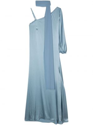 Asymetrické saténové večerní šaty Seventy modré