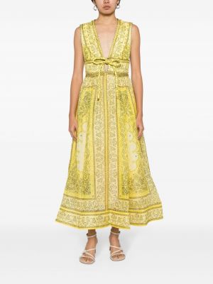 Midi šaty s potiskem s paisley potiskem Zimmermann žluté