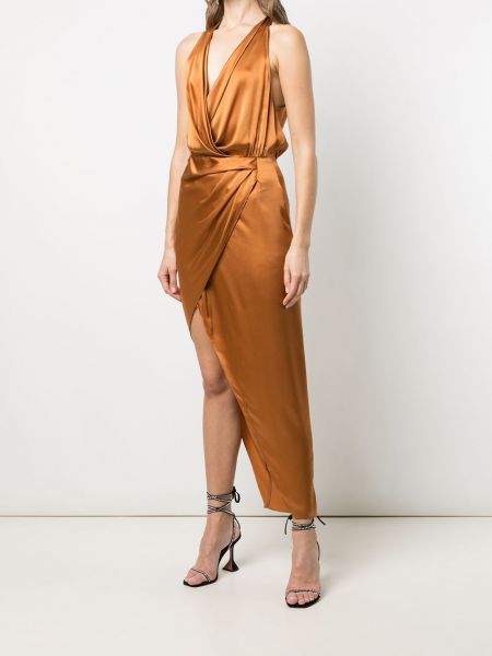 Jedwabna sukienka koktajlowa asymetryczna Michelle Mason pomarańczowa