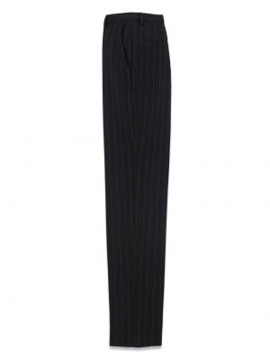 Plstěné pruhované vlněné rovné kalhoty Saint Laurent černé