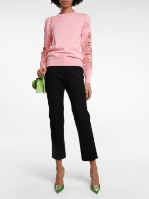 Памучен пуловер Oscar De La Renta розово