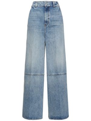 Voľné bavlnené džínsy s vysokým pásom Khaite modrá