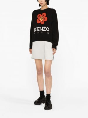 Pull en laine à fleurs à imprimé Kenzo noir