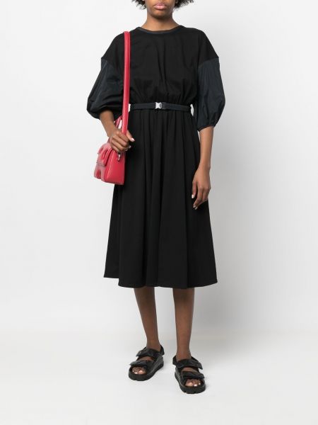 Robe mi-longue en coton Moncler noir