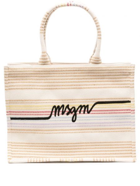Τσάντα shopper με κέντημα Msgm μπεζ