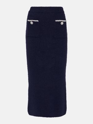 Трикотажная юбка миди с высокой талией Self-portrait синяя
