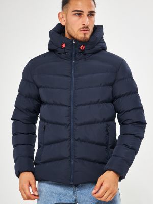 Зимно палто с качулка D1fference синьо
