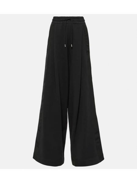 Pantalones de chándal de algodón bootcut Dries Van Noten negro
