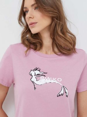 Памучна тениска Pinko розово