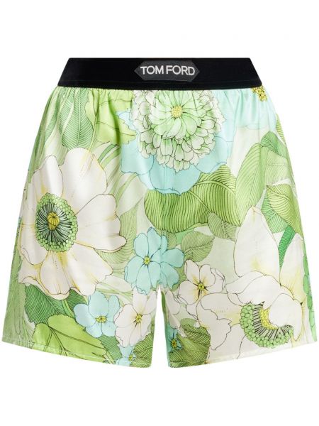 Kratke hlače s cvjetnim printom s printom Tom Ford zelena