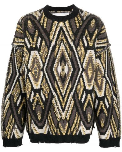 Dzianinowy sweter żakardowy Ramael brązowy