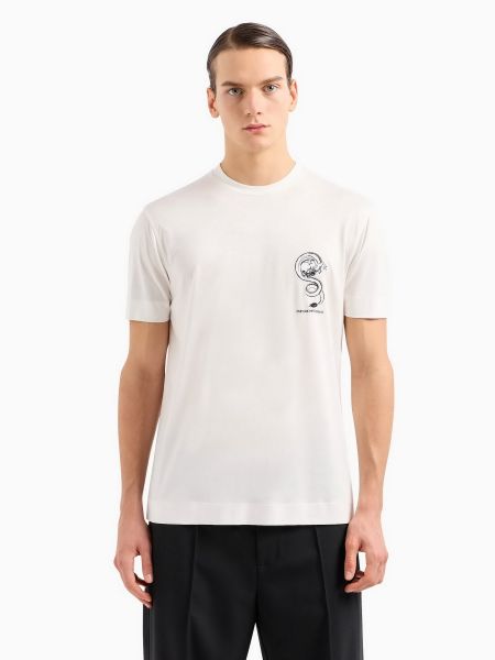 Хлопковая футболка из лиоцела Emporio Armani белая