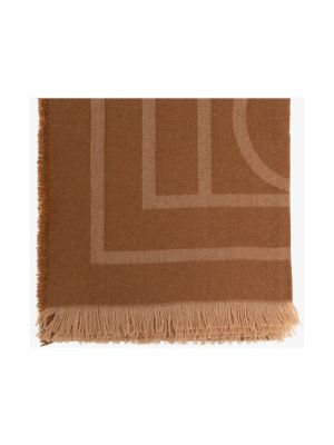 Sciarpa di lana di cachemire con stampa Toteme marrone