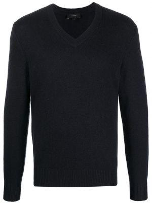 Кашмирен пуловер с v-образно деколте Vince синьо