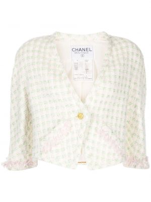 Tweed v-nyakú kockás dzseki Chanel Pre-owned