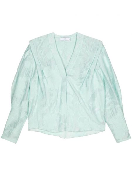 Bluză cu model floral din jacard Iro verde
