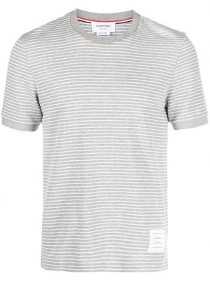 T-shirt en coton à rayures Thom Browne gris