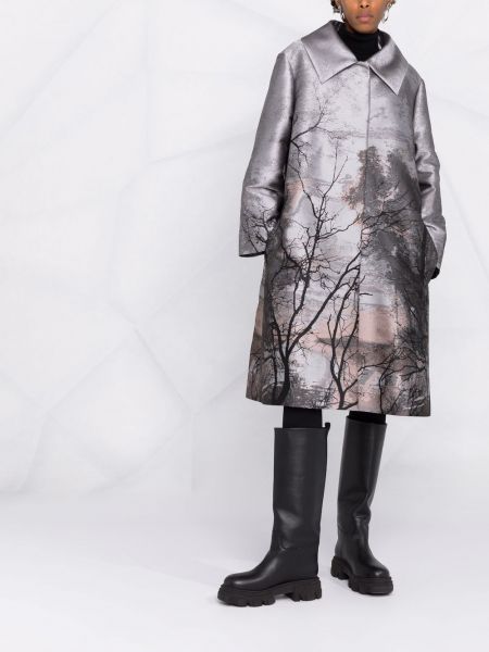 Abrigo con botones de tejido jacquard Alberta Ferretti gris