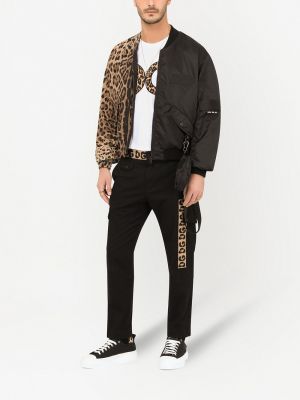 Chaqueta bomber con estampado leopardo Dolce & Gabbana negro