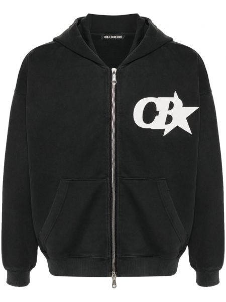 Pamučna hoodie s kapuljačom s patentnim zatvaračem s printom Cole Buxton crna
