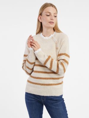 Pruhovaný pruhovaný sveter Orsay béžová