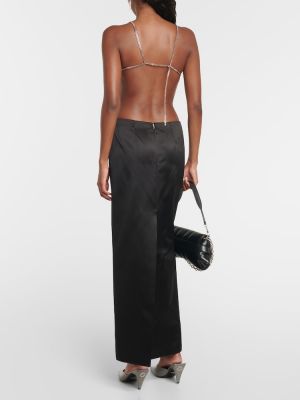 Hedvábné saténové dlouhá sukně s vysokým pasem Gucci černé