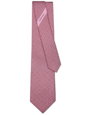 Cravatta con stampa Ferragamo rosa