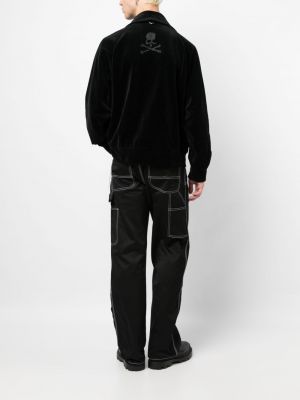 Velūra sportiska stila džemperis ar rāvējslēdzēju Mastermind World melns