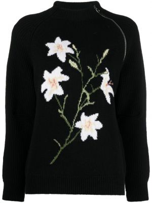 Žakárový kvetinový sveter Bernadette čierna