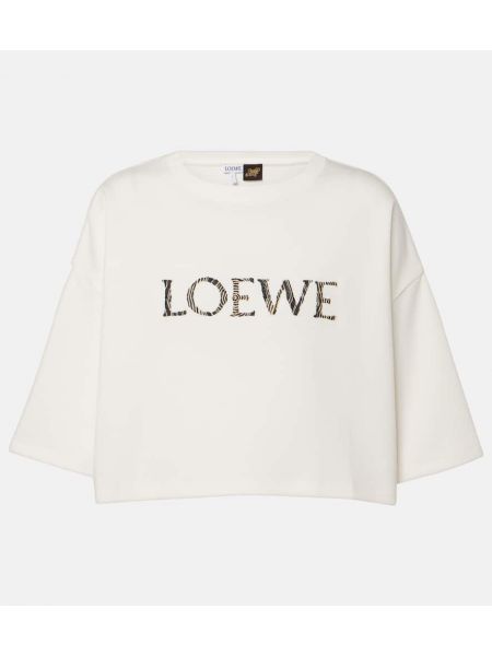 Crop top bawełniany Loewe biały